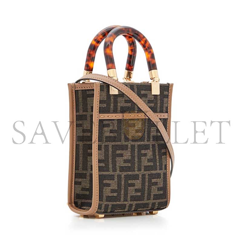 FENDI MINI SUNSHINE SHOPPER FABRIC BROWN 8BS051ALVXF1GE3 (18*14.5*6cm)